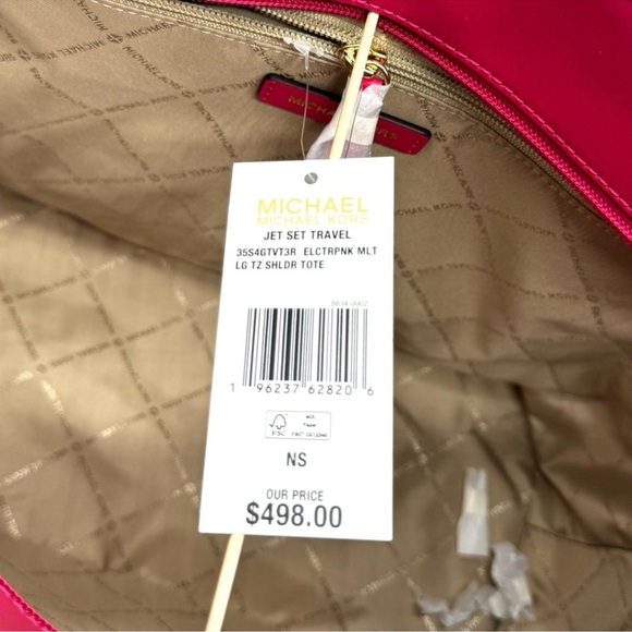 Michael Kors Large Jet Set Travel TZ Shoulder Tote Bag Electric Pink Multi - Picture 11 of 11